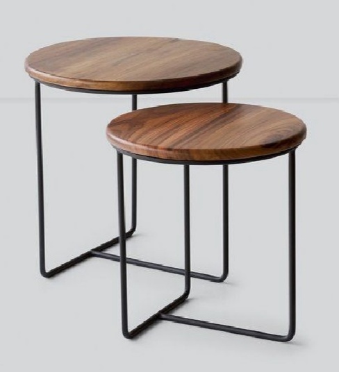SET  OF 2 WOODEN TOP COFFEE TABLE