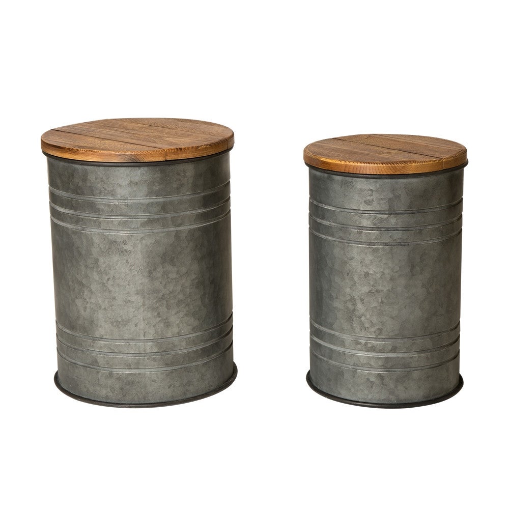 SET OF 2 End Table Storage Stools
